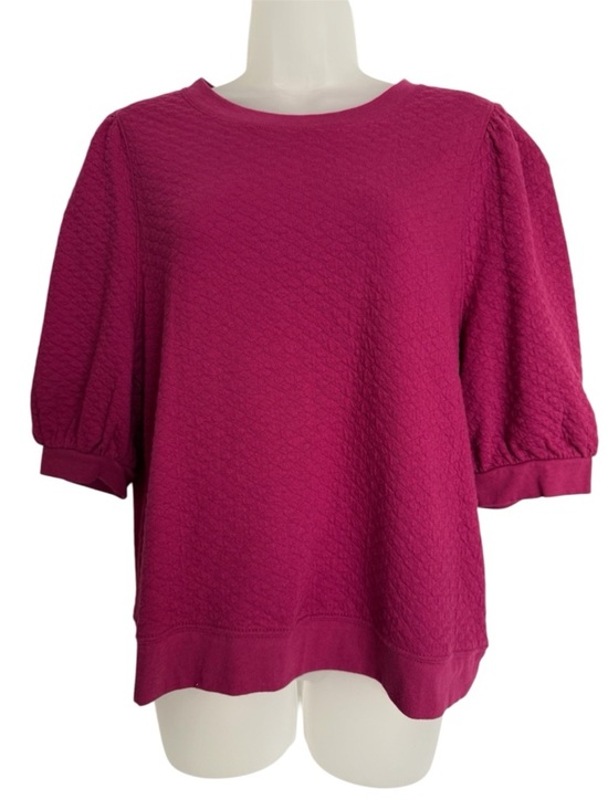 Time and Tru Tops - Time and Tru Magenta Puff Sleeve Textured Sweatshirt Size Medium (8-10)